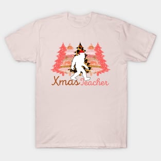 Bigfoot Santa Claus Bigfoot  Sasquatch teacher leopard Christmas Gift T-Shirt